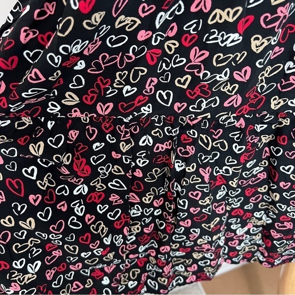 LOFT Black Multi-Color Hearts Print Long Sleeve Shirt Dress size XS - Picture 5 of 10